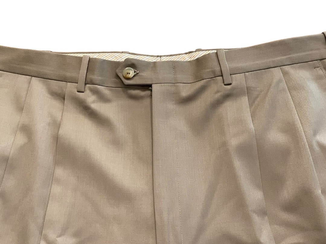 Size 40R JB Britches Nordsrom Mens Cuffed Pleated Winston Dress Pants Worsted Wool Tan Italy