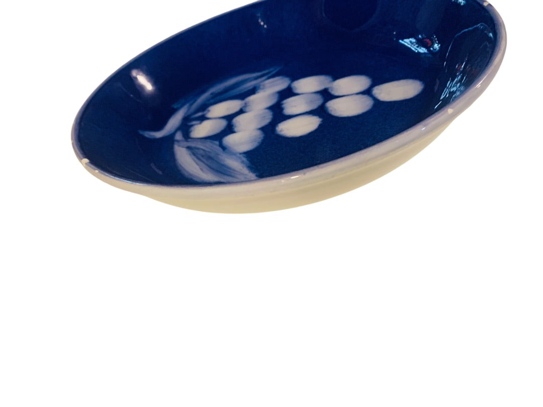 Pasta Bowl Vitantonio Cobalt Blue Made in Italy 8.5" x 1.5" Grape Chips on Rim 1990s