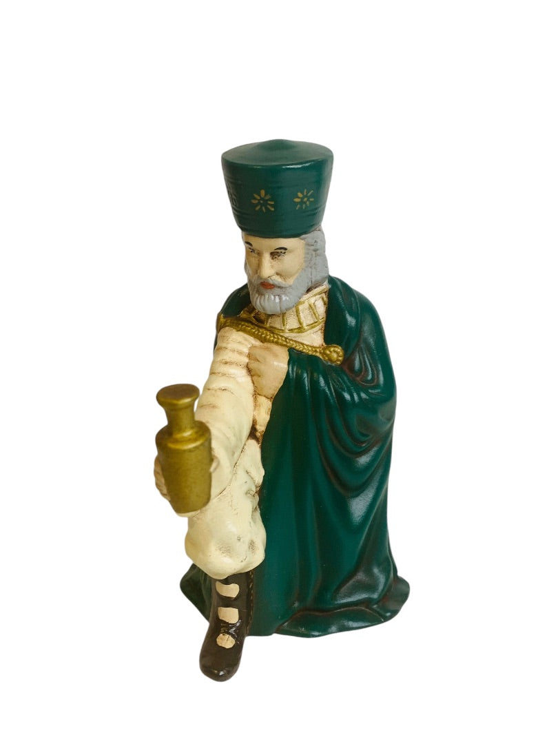 Handpainted Ceramic 1980s Nativity Figurine Wise Men Kneeling Melchior 7"h
