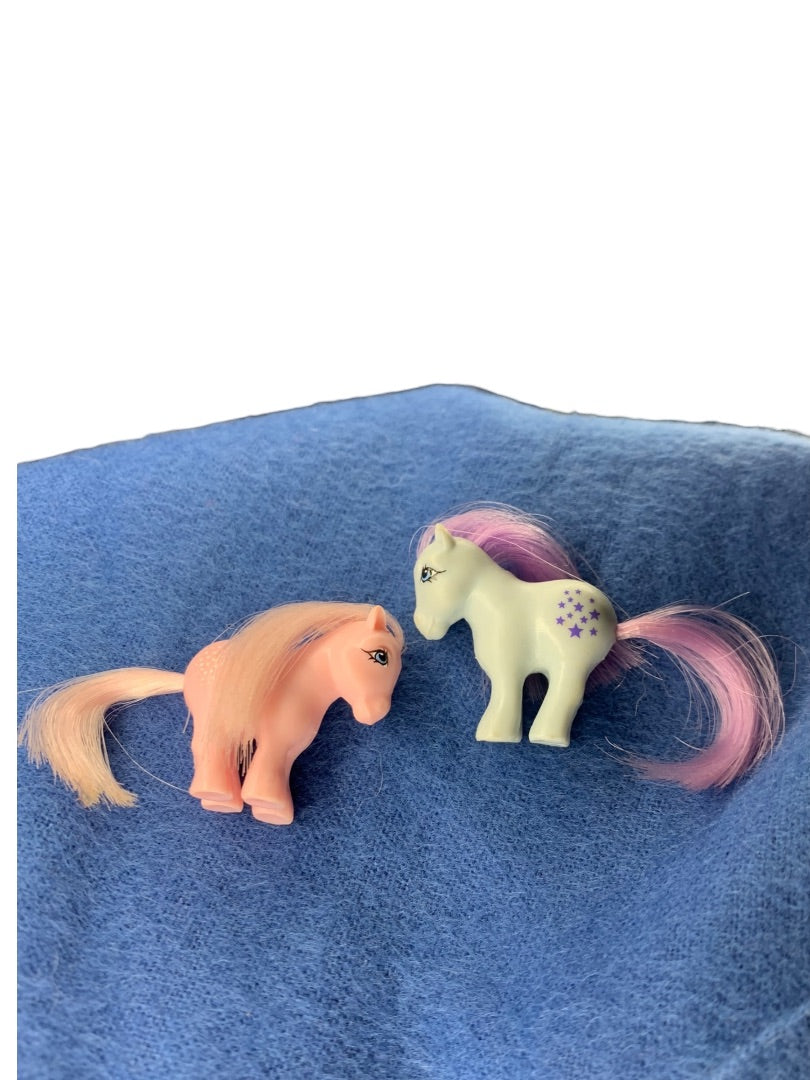 My Little Pony 1 Inch Minifigs Blue Belle Cotton Candy Minifigurines Hasbro Vintage