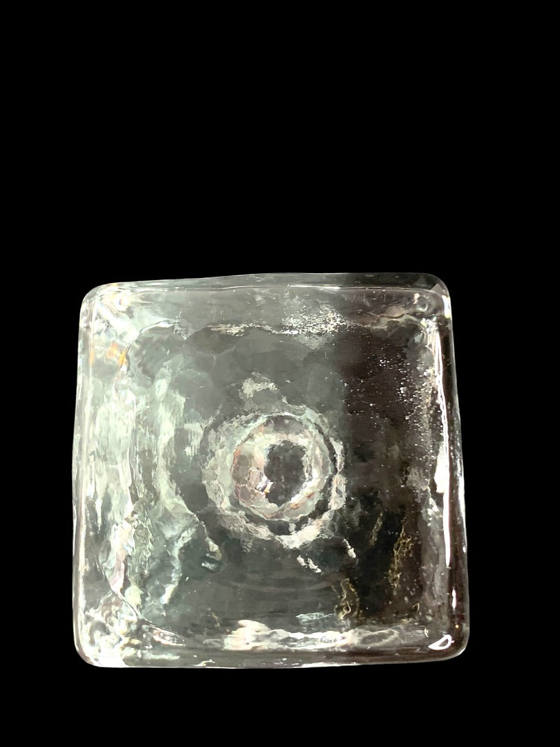 Art Glass Vintage Cube Candle Holder Taper 2 Inches