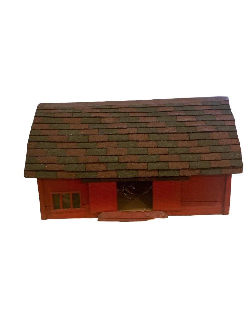Vintage Primitive Wooden Farmhouse Miniature Barn Shed 1940s Red 27.5 Inches