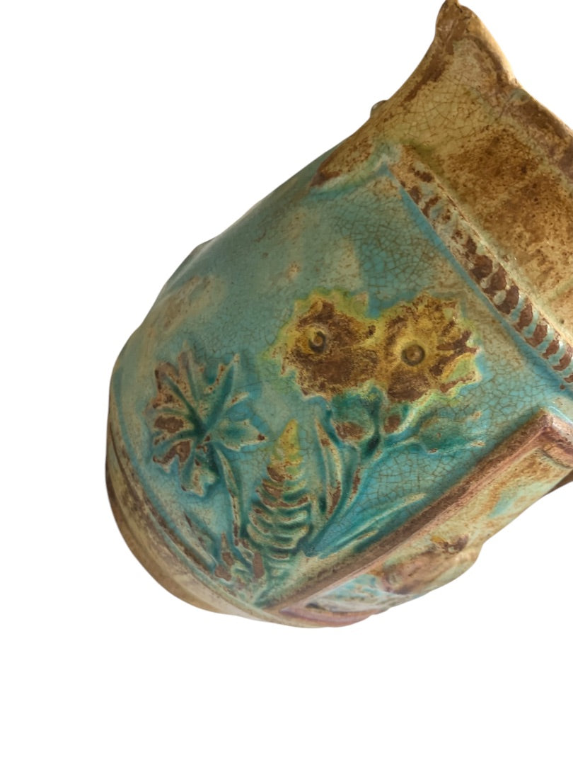 Antique Majolica Fielding circa 1882 Duck Barrel Flower 5.25 Inch