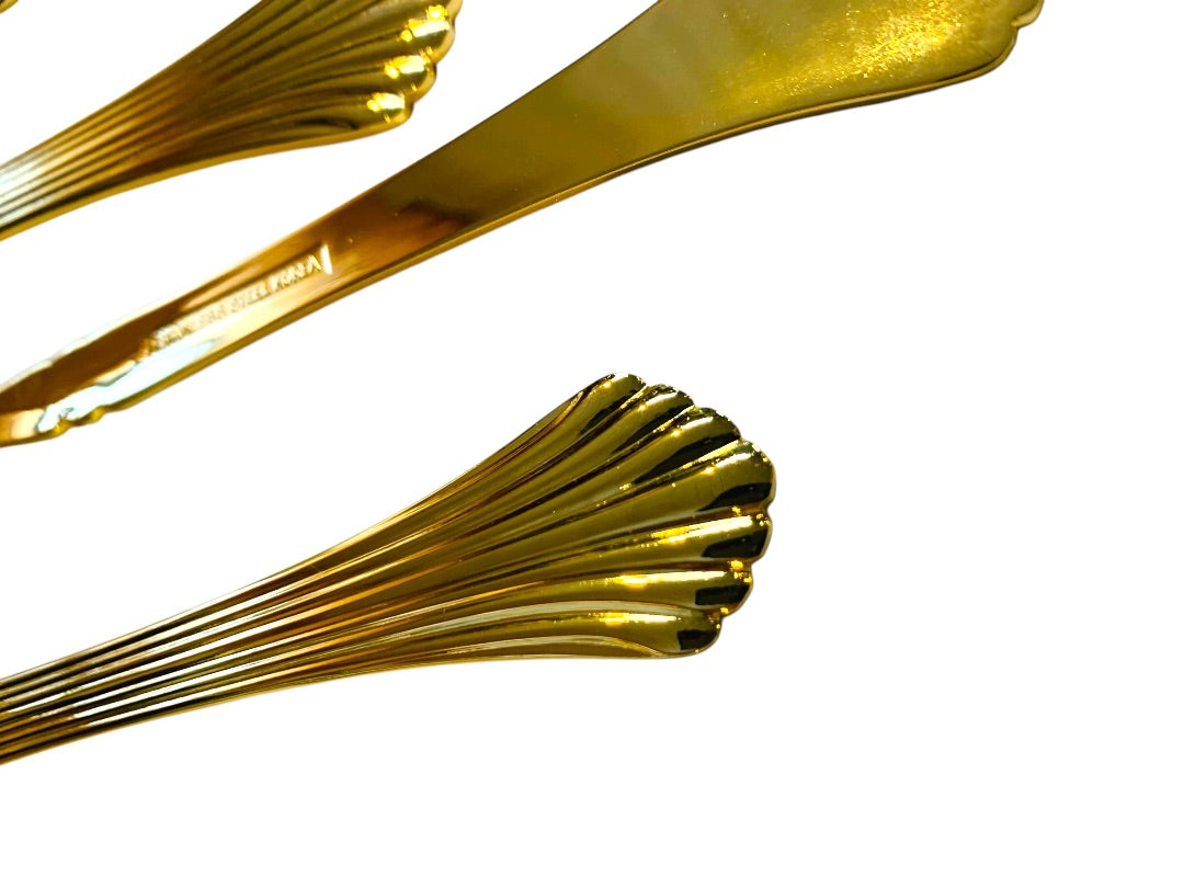 Gold Electroplate Vintage Tablespoons Set of 8 Scalloped 7.5 Inch