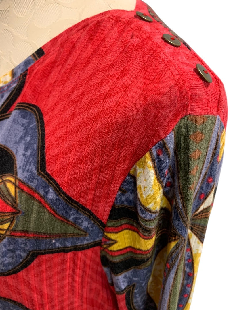 Medium Multiples Tunic Top Womens Vibrant Color Soft Abstract