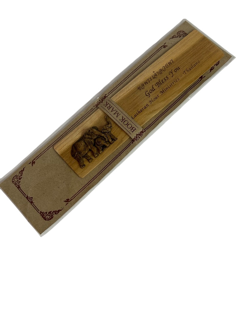 Wooden Elephant Bookmark New Thailand God Bless You Lutheran Thailand