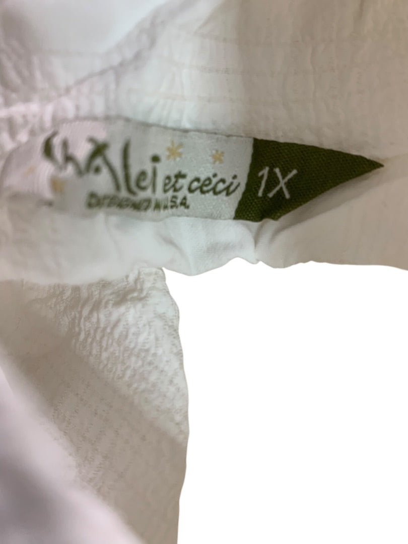 1X Chalet Crush Shirt Kehlani Womens Asymmetrical Tunic Button Up White