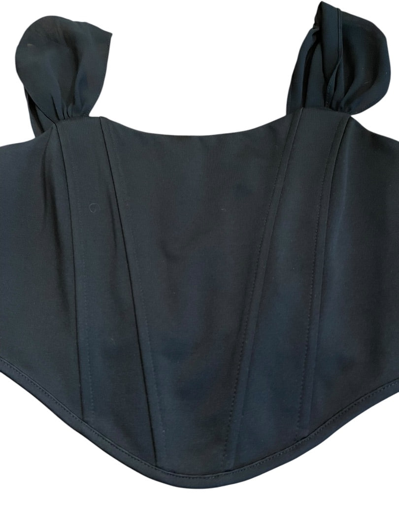 Small Altar'd State Crop Top Corset Boning Back Zipper Black