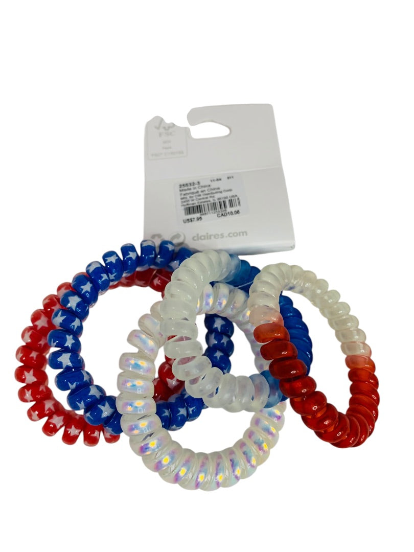 Claires New Stretchy Hair Ties Set of 5 Patriotic Red White Blue