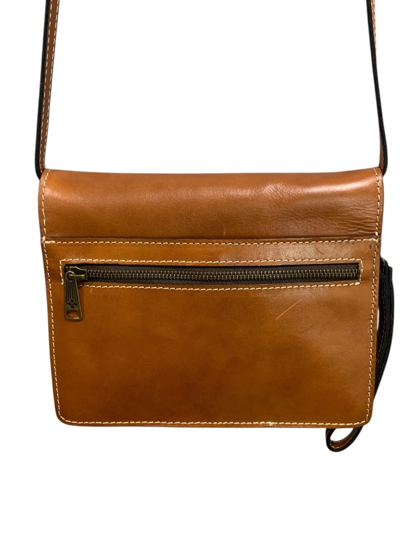 Patricia Nash Leather Crossbody Bag Brown Flap Organizer Vintage Style Purse