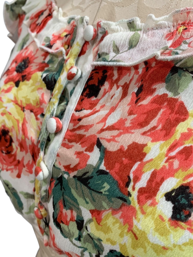 Small Abercrombie & Fitch Womens New Crop Top Peasant Floral