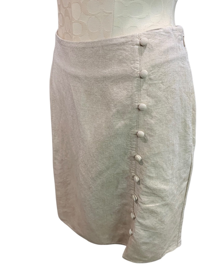 Size 4P Loft Petites Linen Blend Skirt Lined Tan Side Zip