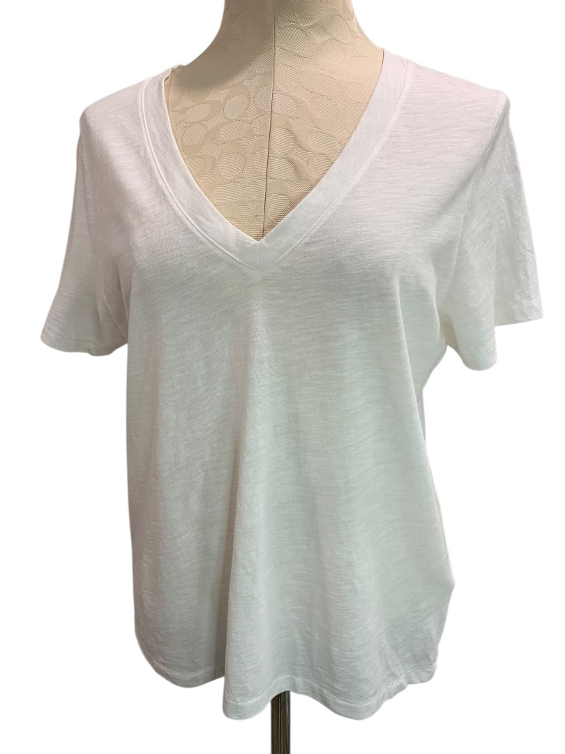 Medium Madewell Womens V-Neck Tshirt White Organic Cotton Blend
