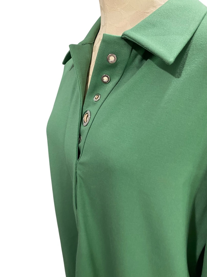 Large Lafayette 148 New Jade Ponte Knit Collared Dress Pockets