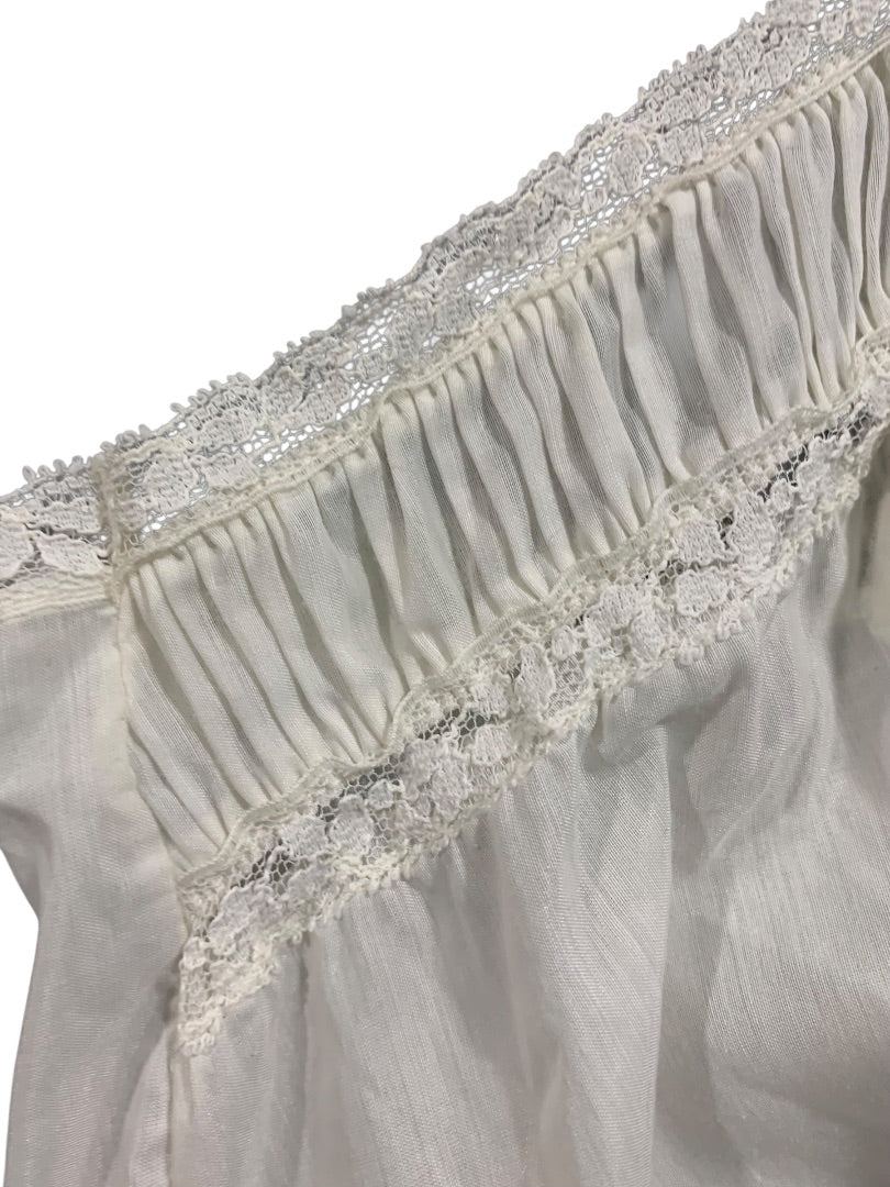 Large Vintage White Nightgown Slip Ruffle Lace Adjustable Strap