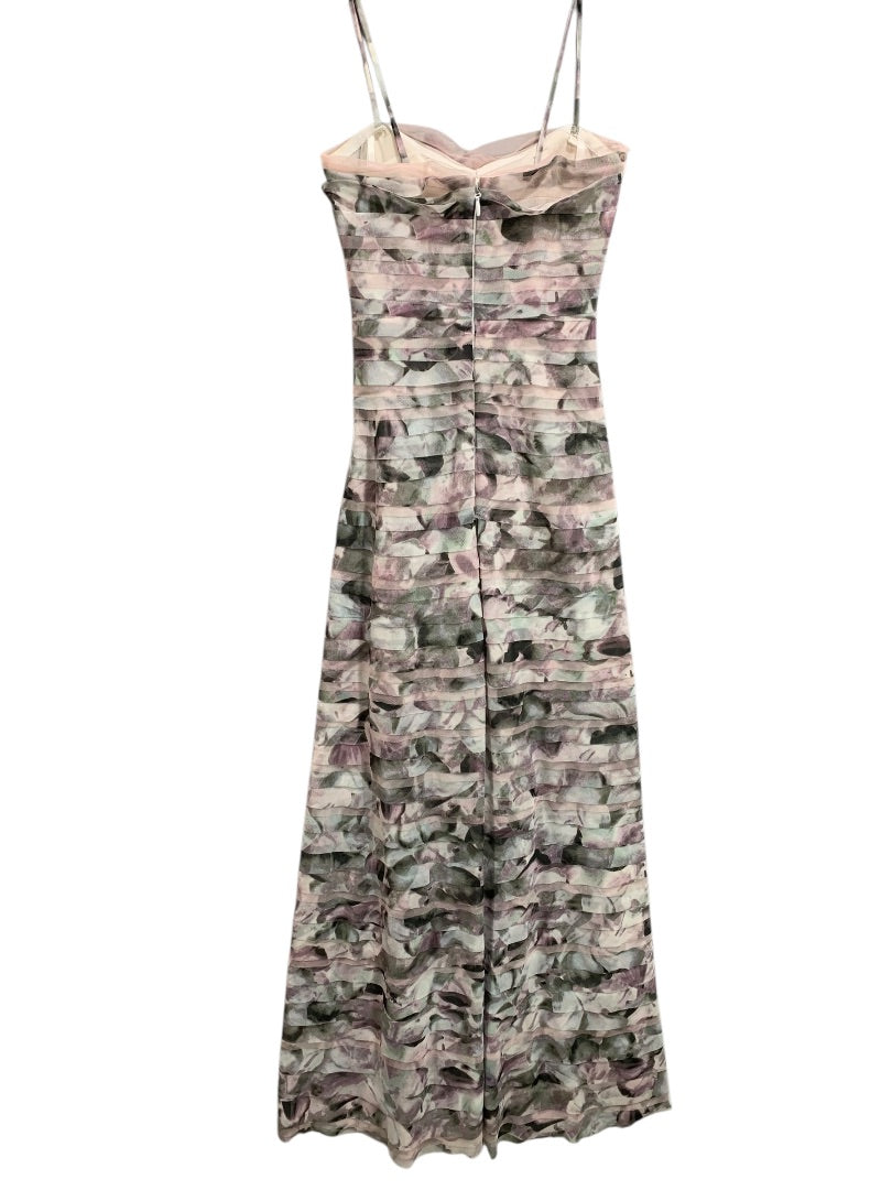 XXS BCBG Max Azria Erika Tulle Tiered Gown Dress Watercolor