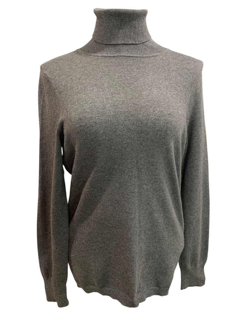 Medium Talbots Womens Gray Turtleneck Sweater Cotton Blend