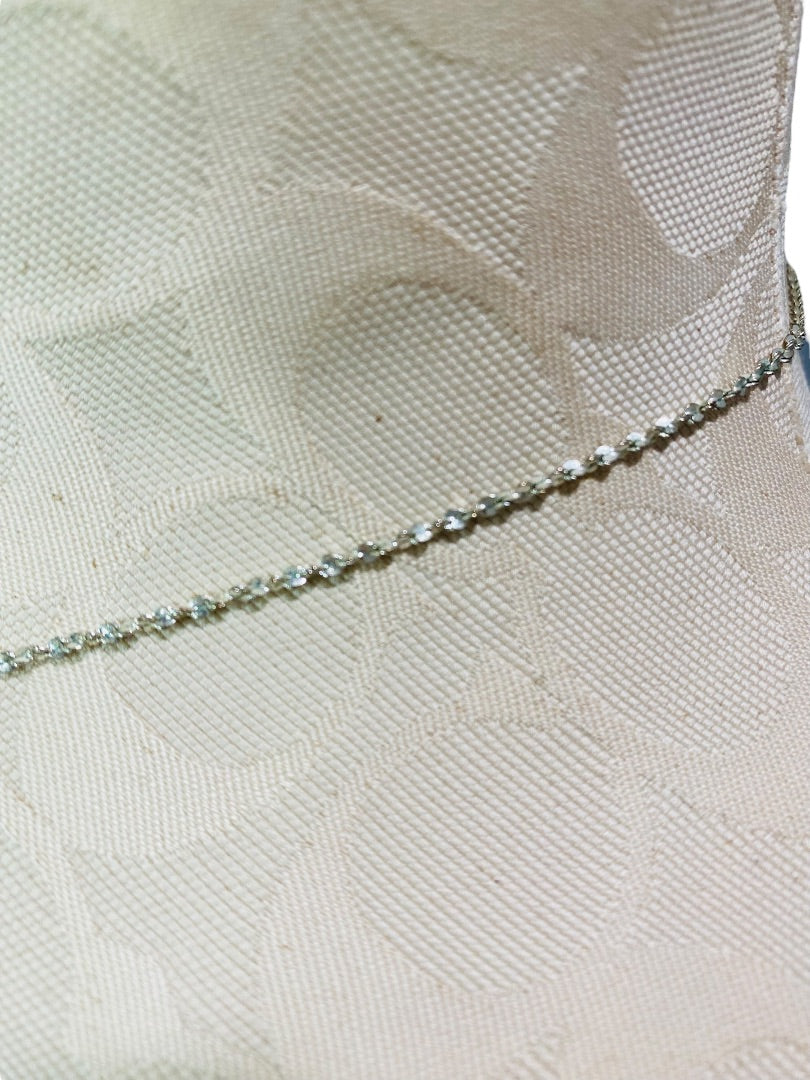 Icing Rhinestone Necklace Silvertone Delicate 16-19" Lobster Clasp