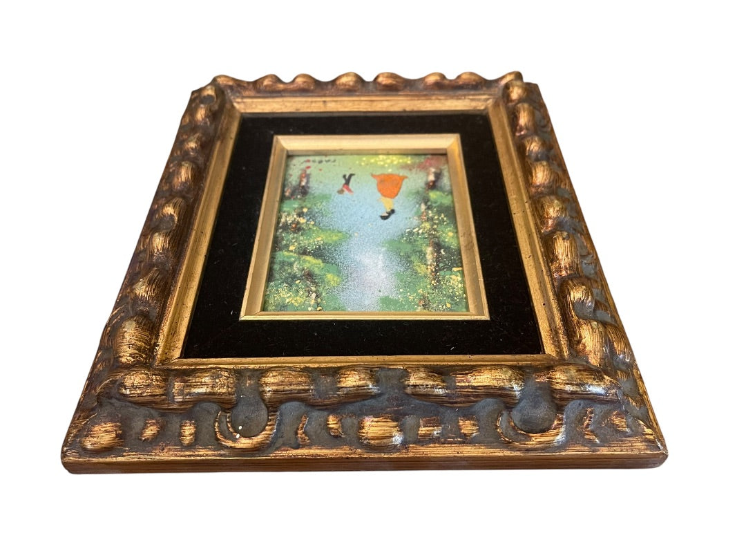 Vintage Louis Cardin Original Enamel on Copper Painting Mother Child 8.5" x 9.5"