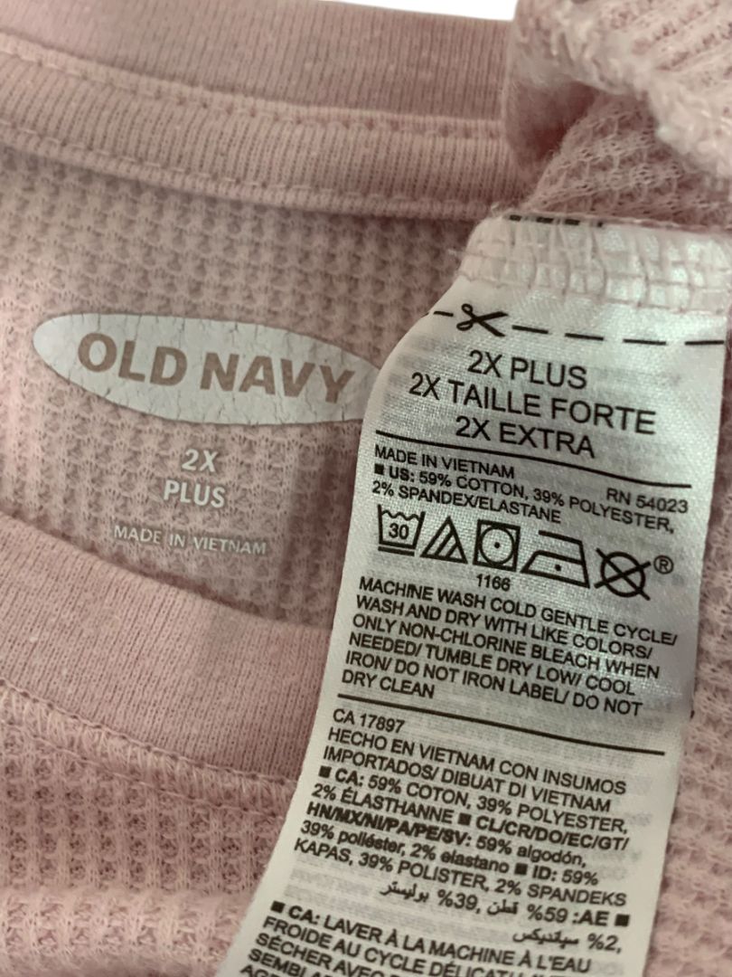 Size 2X Old Navy Womens Light Pink Thermal Shirt Long Sleeve