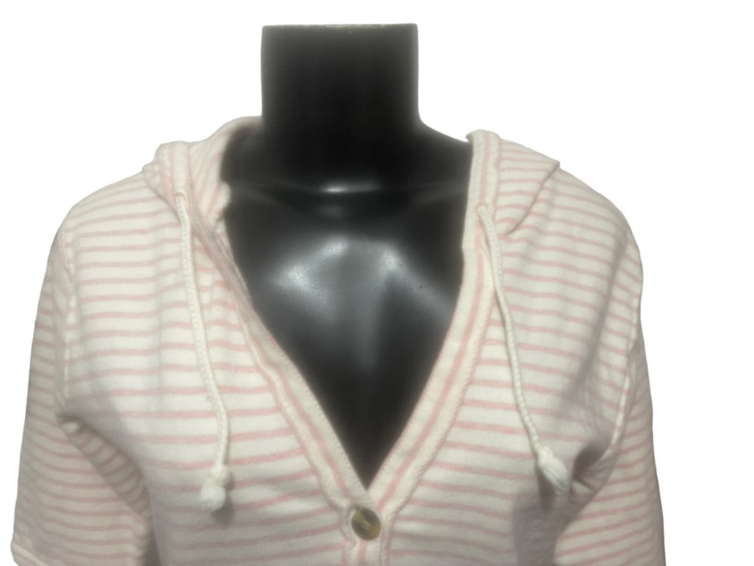 XS Aerie Women's Pull Over Short Sleeve Hoodie V-Neck Crop