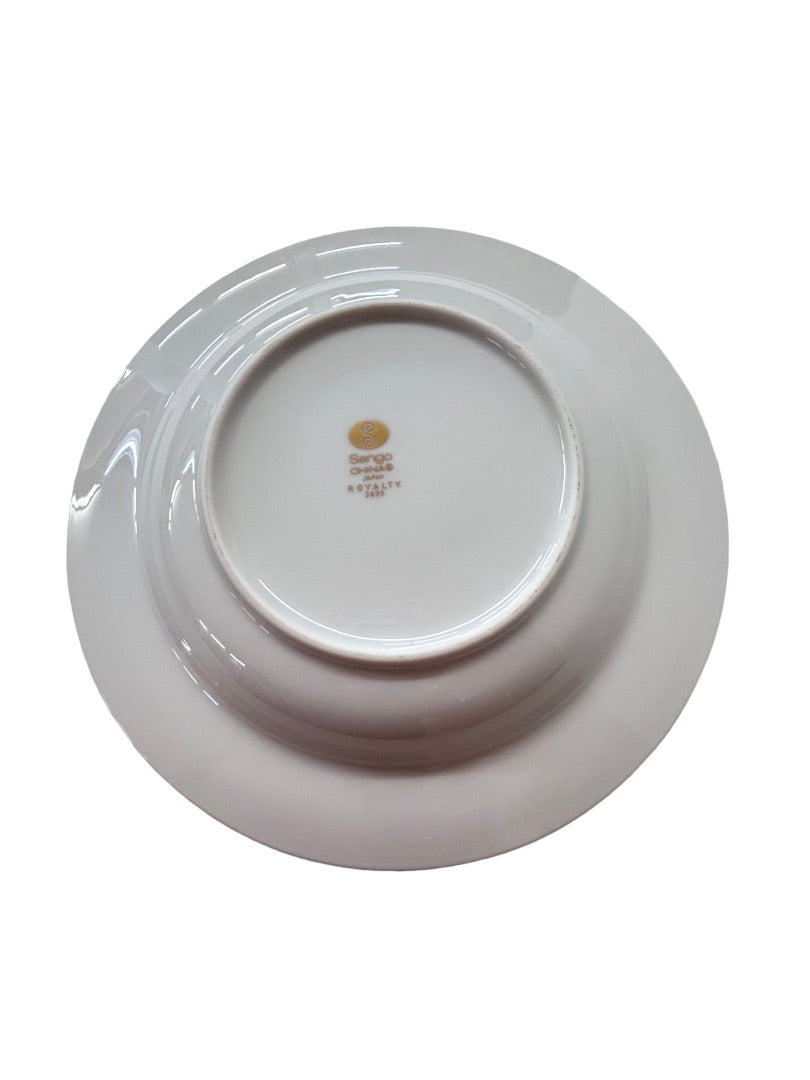 Sango Royalty Pattern White Gold Trim Rim Soup Bowl 8.5" 1970s