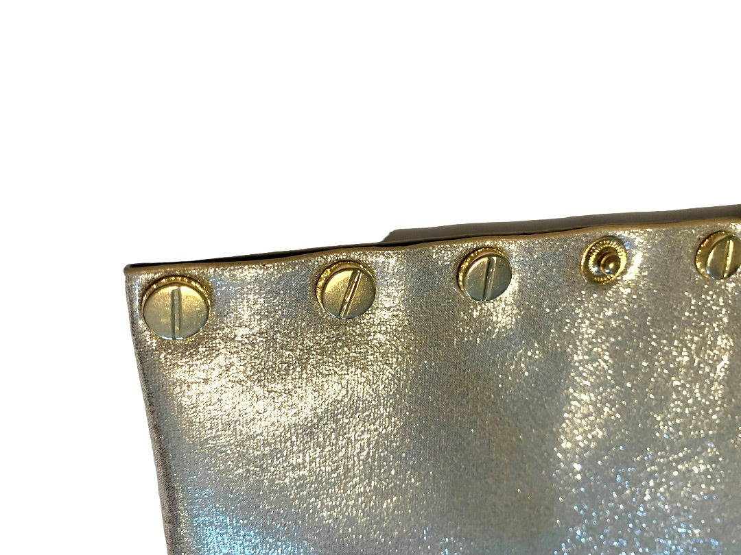Gold Metallic Slim Crossbody Studded Chain Strap Purse New Designs By Liza Kim