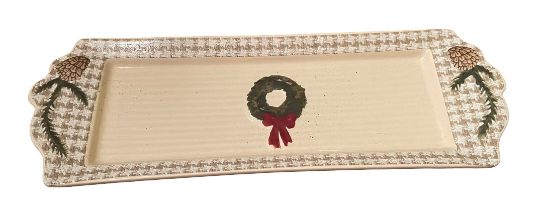 St. Nicholas Square Snow Valley Tray & 5 1/4" Spreading Knife 16"L x 5 1/2"W x 1 1/4"T