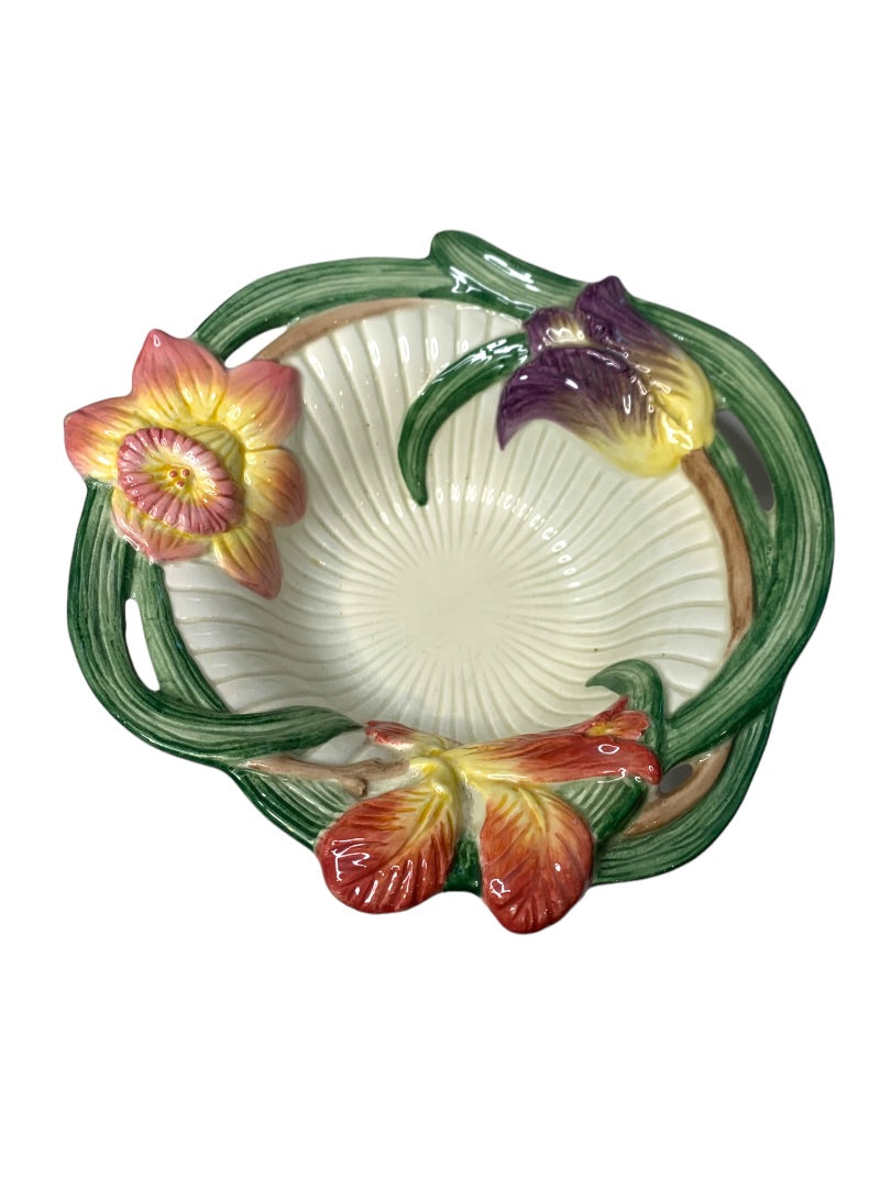 Fitz and Floyd Classic Venezia Flora Candy Mint Nut Bowl 7" Diameter