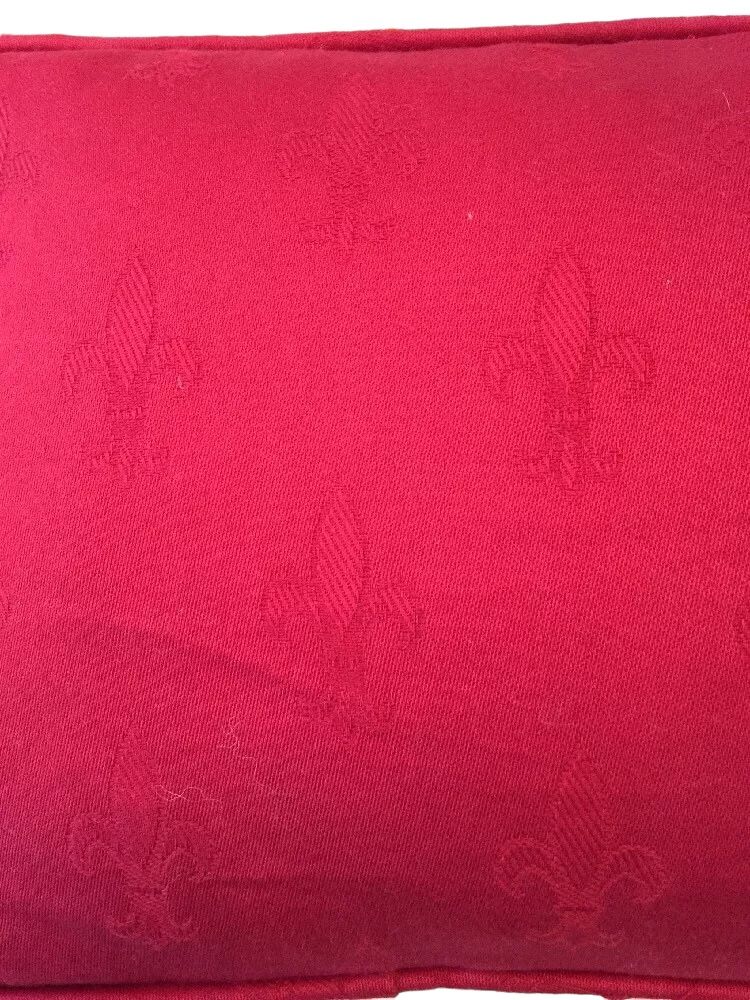 Red Country Ruffle Fleur di Lis Accent Throw Pillow Custom Made 19.5" x 13"