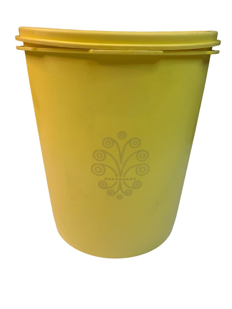 Vintage Tupperware Yellow Canister 807-2 Starburst Lid 808-13 7.5"h x 6.5"d