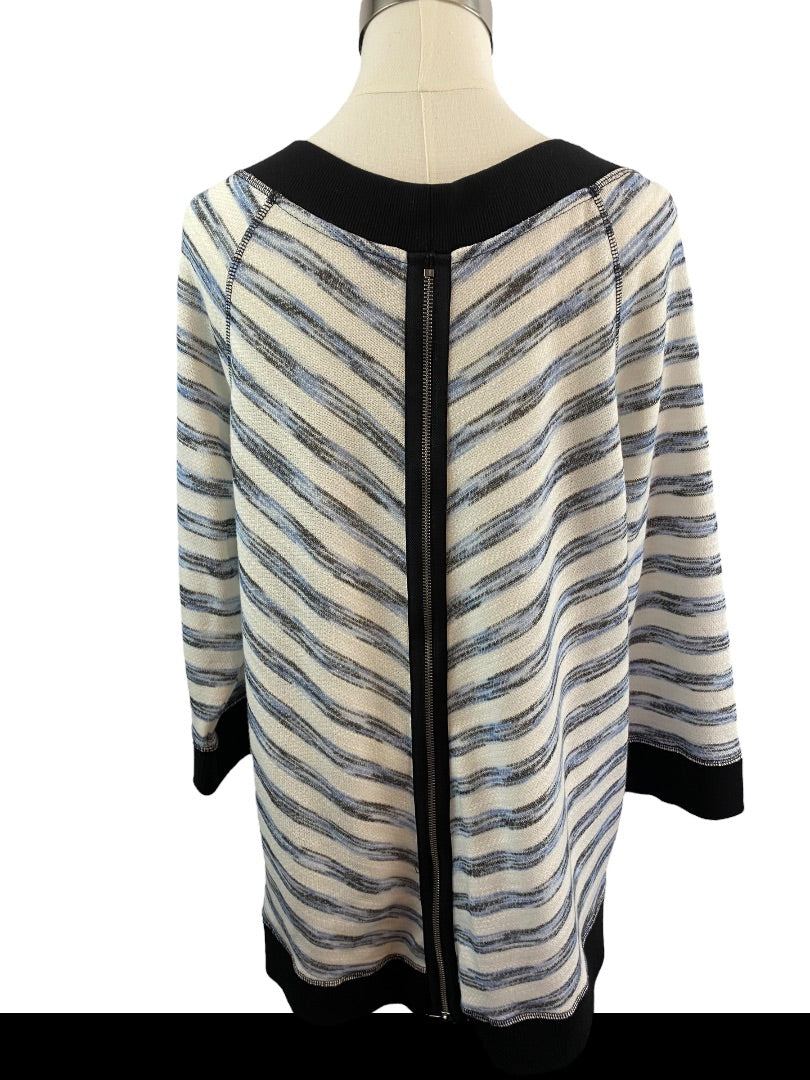 16/18 Chico's Zenergy Lightweight Sweatshirt Stripe Solid Periwinkle Blue