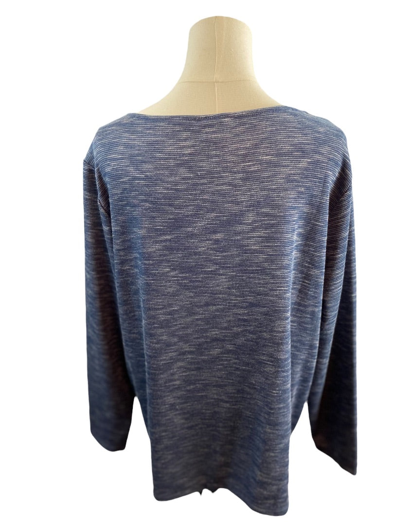 XL Weekends by Chico's Women's Blue Round Neck Casual Pullover Shirt