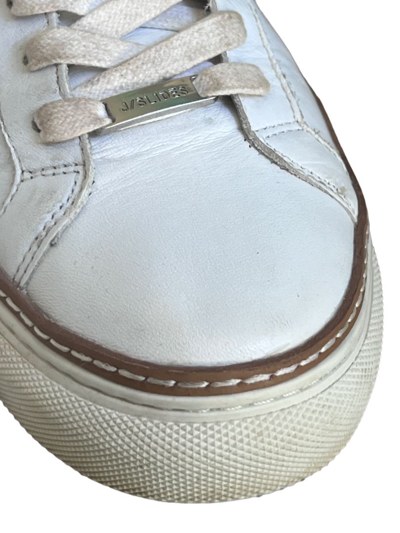 Size 9 JSlides Women's LUCKI Lace-up Round toe Platform Sneaker White Leather