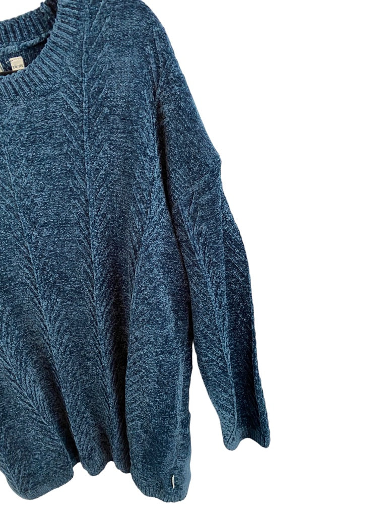XXL Orvis Women's Teal New Chenille Pullover Cable Knit Sweater