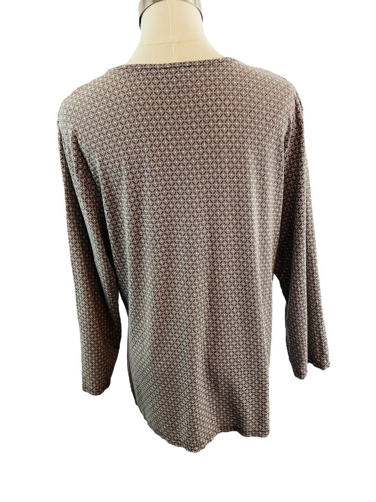 2X Talbots Faux Wrap Print Top Shirt Pullover Soft Knit