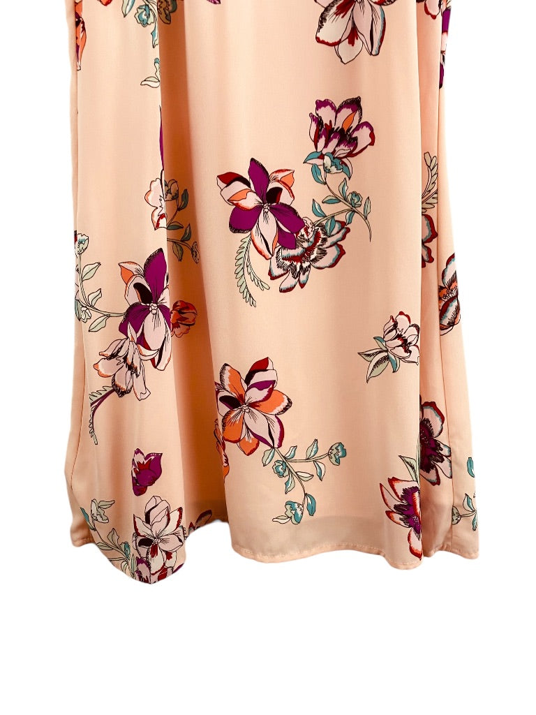 XS Candie's Pink Lined Cold Shoulder Halter Shift Dress Floral