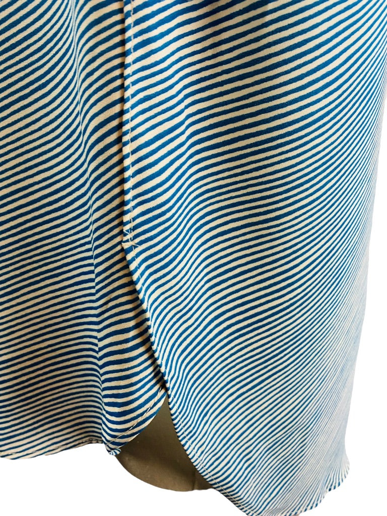 XSP Banana Republic Petite Turquoise Stripe Womens Short Sleeve Blouse