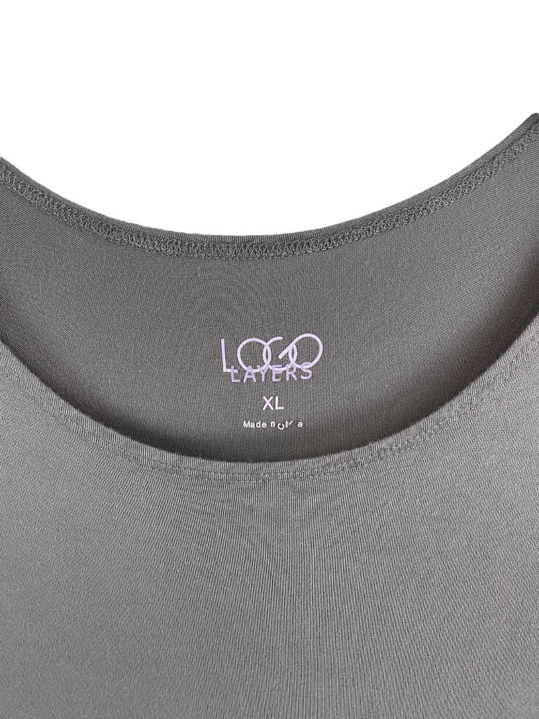 XL LOGO Layers Women's Gray Tunic Tank Top Soft Sleeveless Scoop Neck