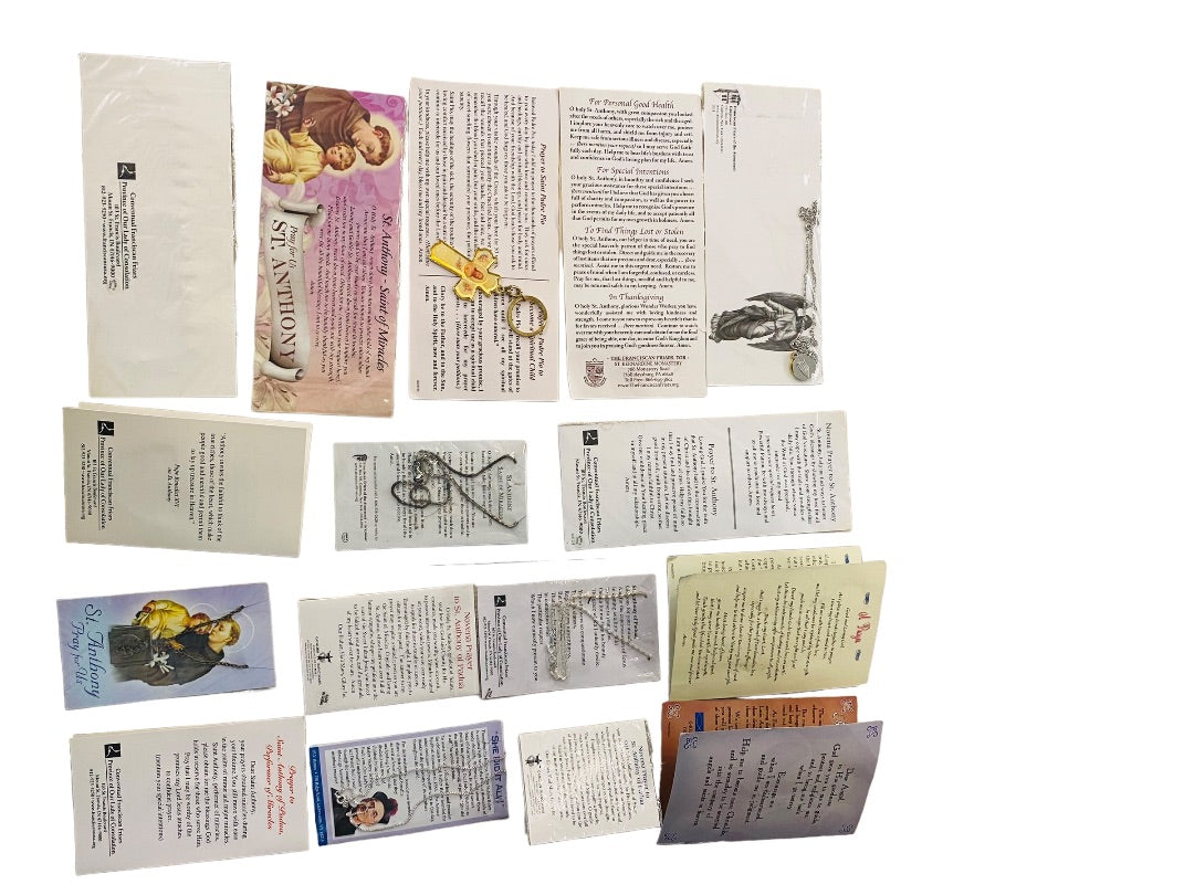 Lot of 16 Assorted Catholic Christian Prayers Cards Jewelry Saints Key Chain Cross Vintage