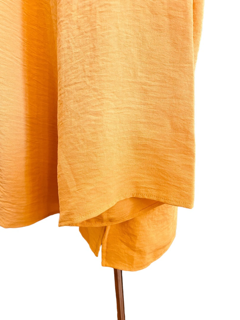 18/20 Asley Stewart Womens New Yellow Gold Crinkle V-Neck Pull Over Blouse Top