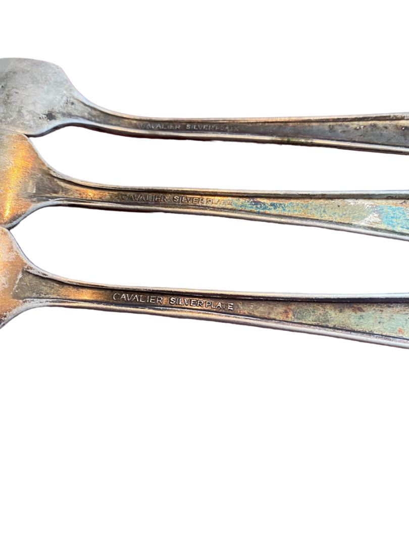 Antique 1937 Gorham Cavalier Silverplate Silverware Forks flatware Art Nouveau - Set of 3