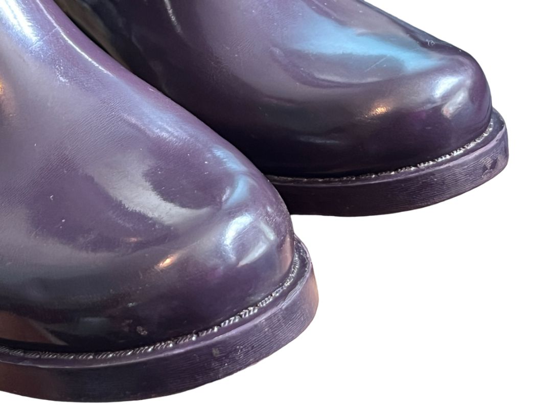 8 MICHAEL KORS Plum Purple Cowboy Rain Boots Damaged - Pull tabs split