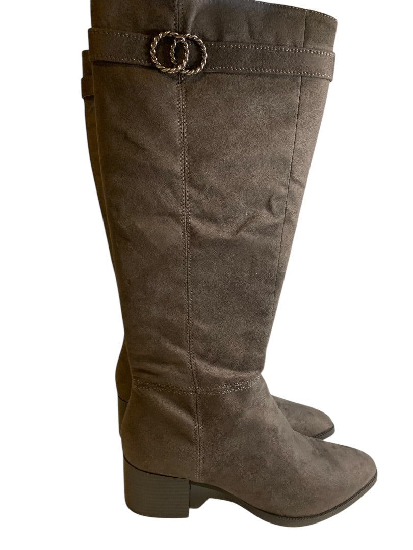 Size 10M LifeStride Soft System New Womens Gray Faux Suede Boots Daring Knee High