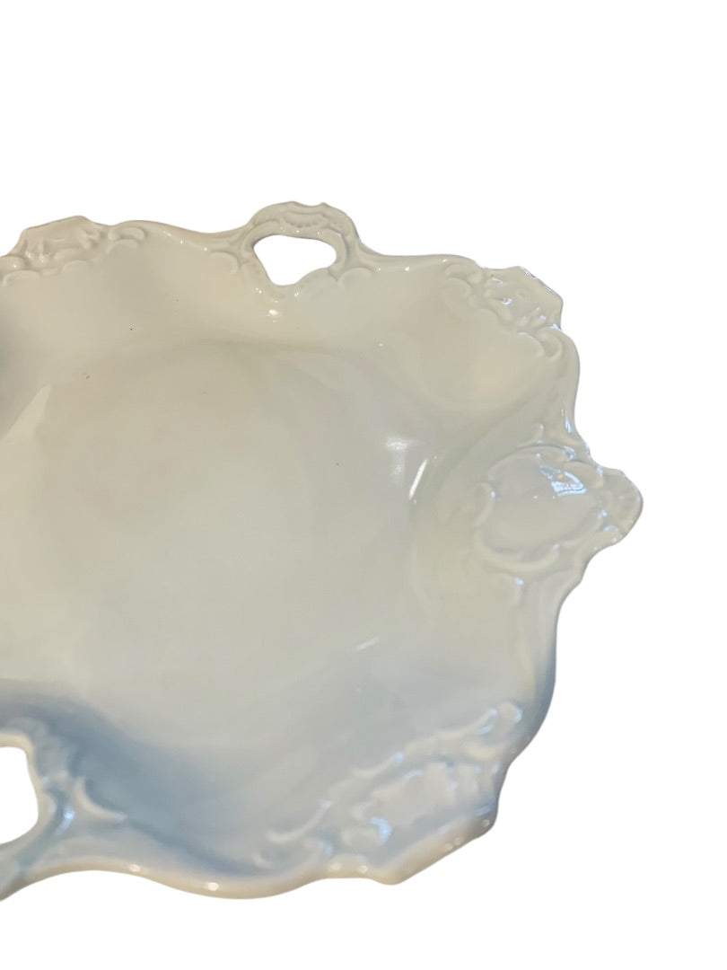 Kaiser Alka Kunst Vintage White Square Porcelain Handled Bon Bon Tray Dish 8.5 Inches