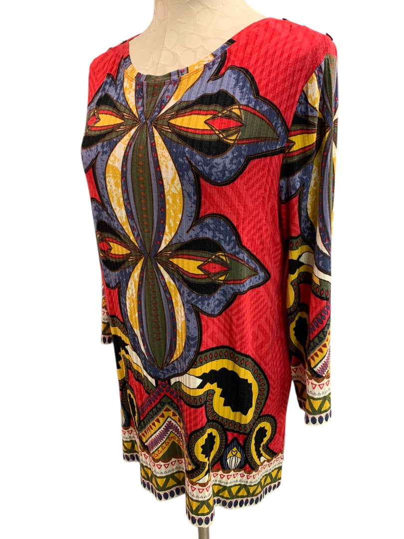 Medium Multiples Tunic Top Womens Vibrant Color Soft Abstract