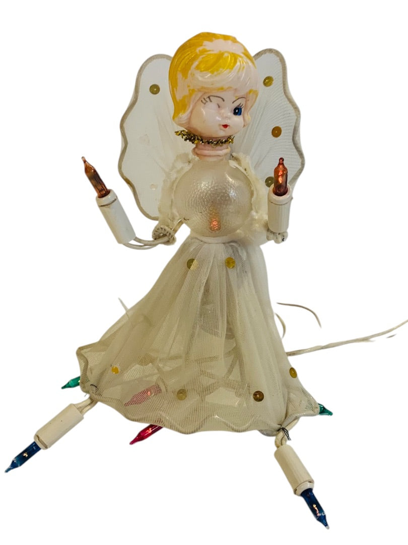 Midcentury Plastic Angel Tree Topper Christmas Holiday 7 Inch