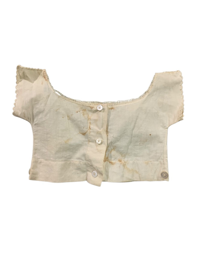 Antique Victorian Girls Undershirt Muslin Button Back 1800s
