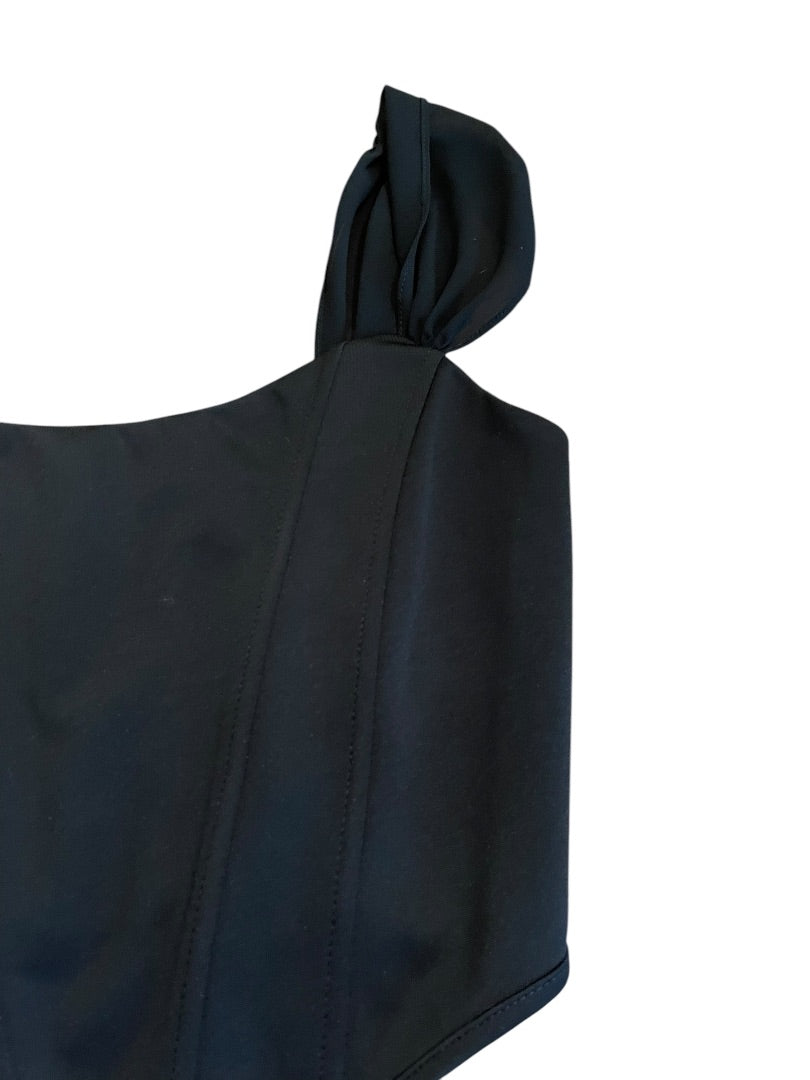 Small Altar'd State Crop Top Corset Boning Back Zipper Black