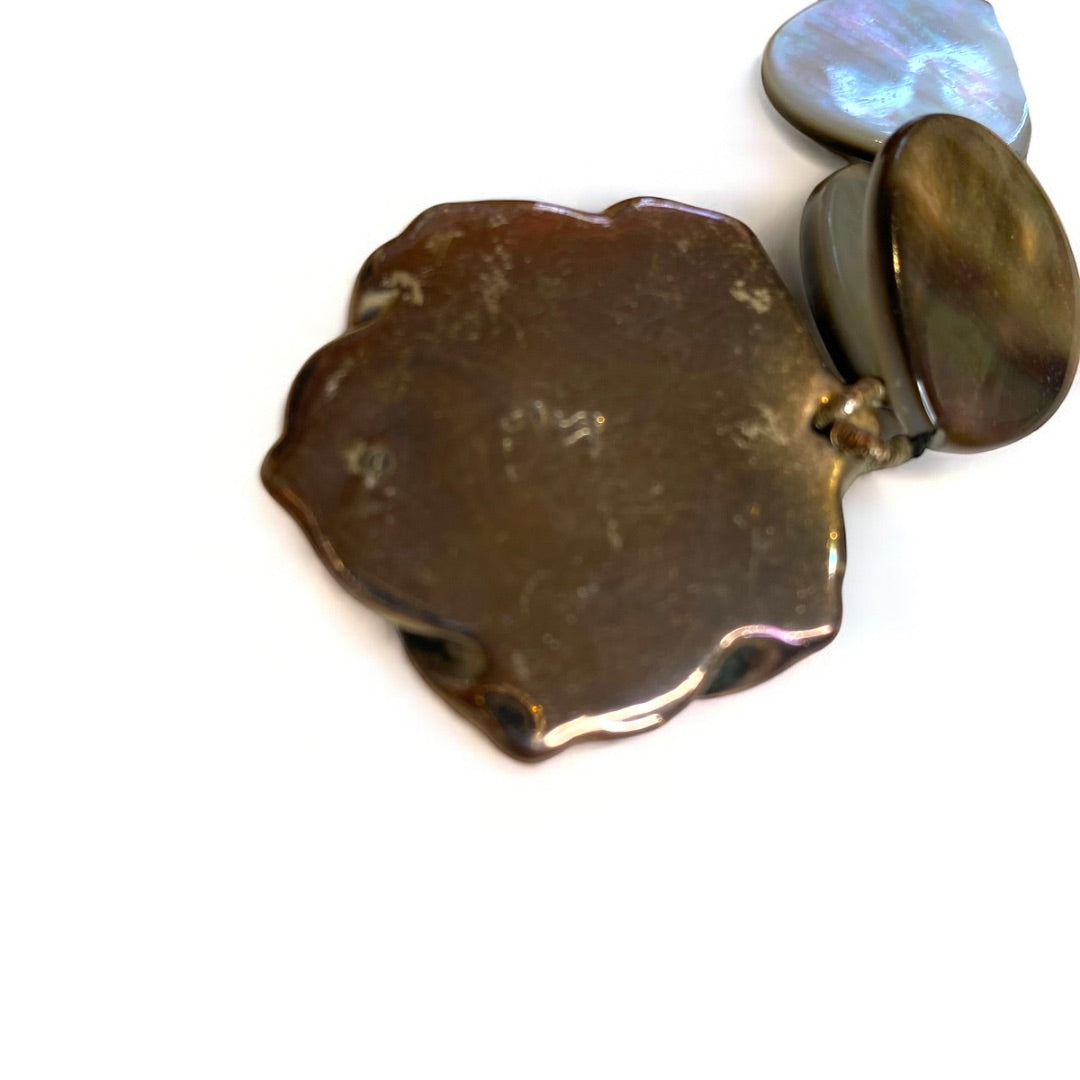 Simon Sebbag Sterling Silver Rose Necklace Black Lip Mother of Pearl 18"